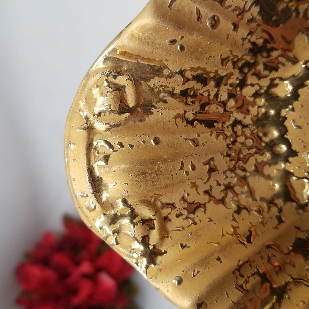 Weeping Gold Glaze 22K Hollywood Regency Style Bowl - Picture 10 of 17
